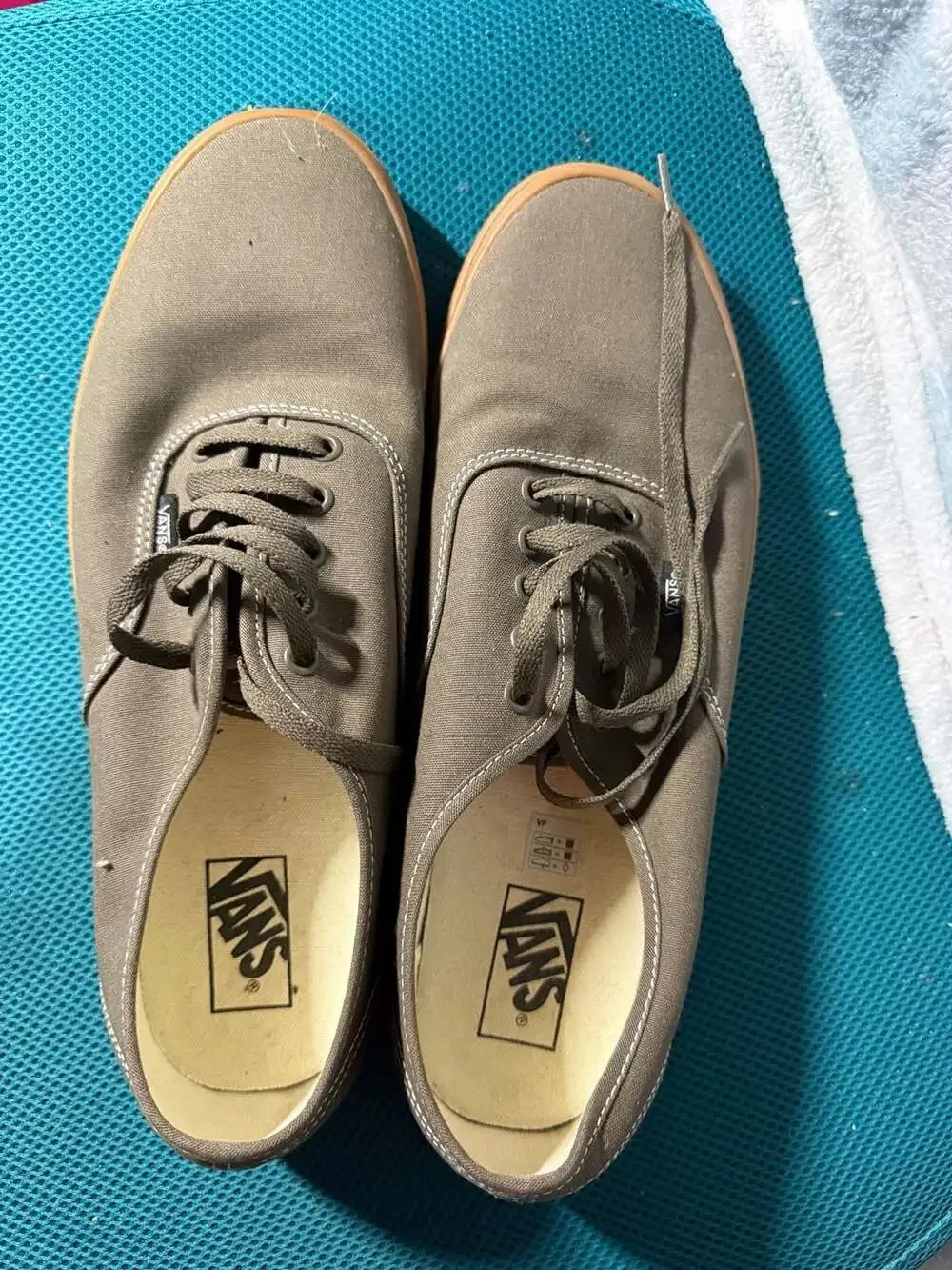 Vans Authentic Gum Sole Sneakers Olive Green Men's Size 13 - Picture 1 of 3